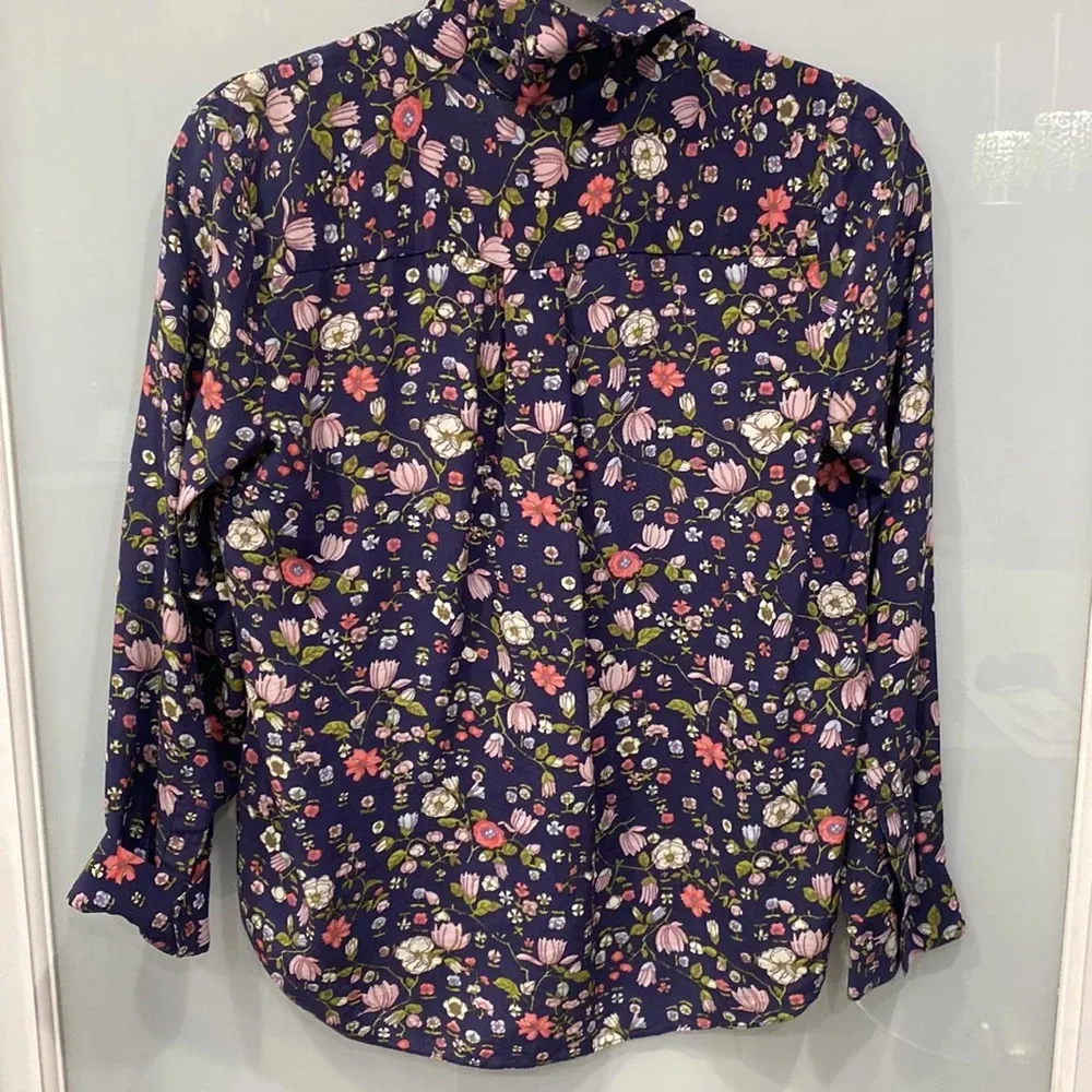 Rebecca Taylor Women's Blouse Top Floral Garden Tapestry 100% Silk Long Sleeve 4 - Image 6