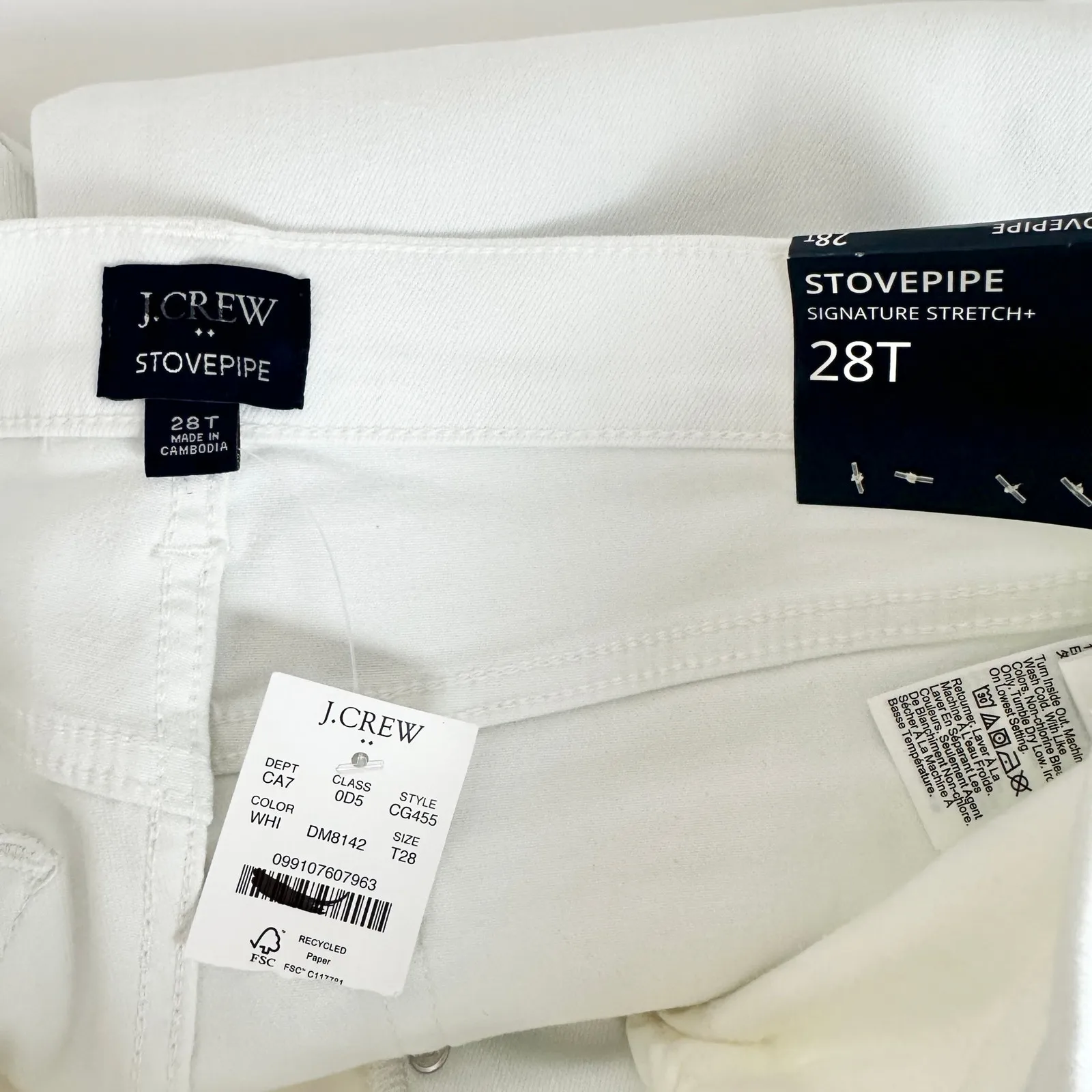 J.Crew Tall High Rise stovepipe Jean Signature Stretch Denim White US 28 T NWT - Image 9