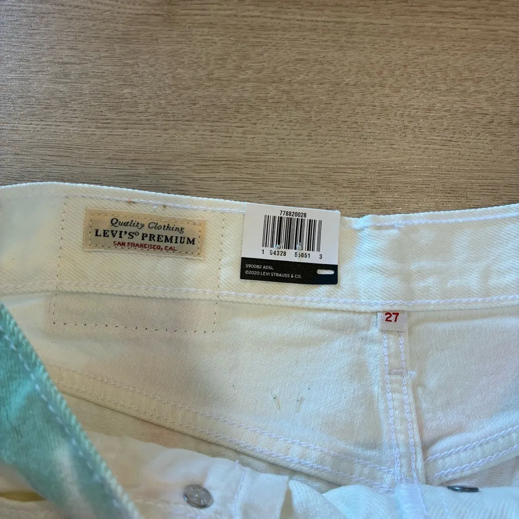 NWT Levi’s High Rise Deconstructed Skirt Tie Dye Premium Denim Raw Hem Size 27 - Image 6