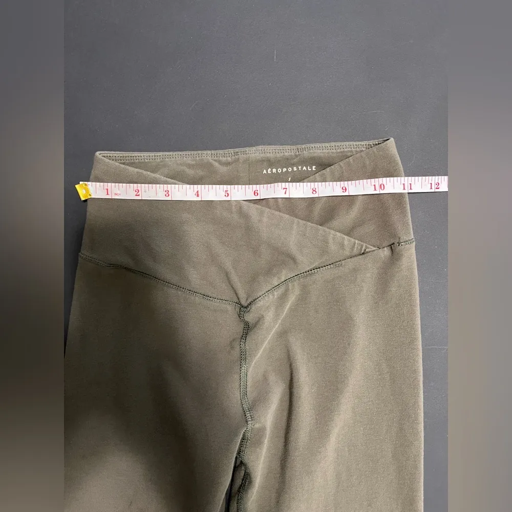 AEROPOSTALE Olive Green Vintage Wash Crossover Leggings Women’s Sz S GUC - Image 6