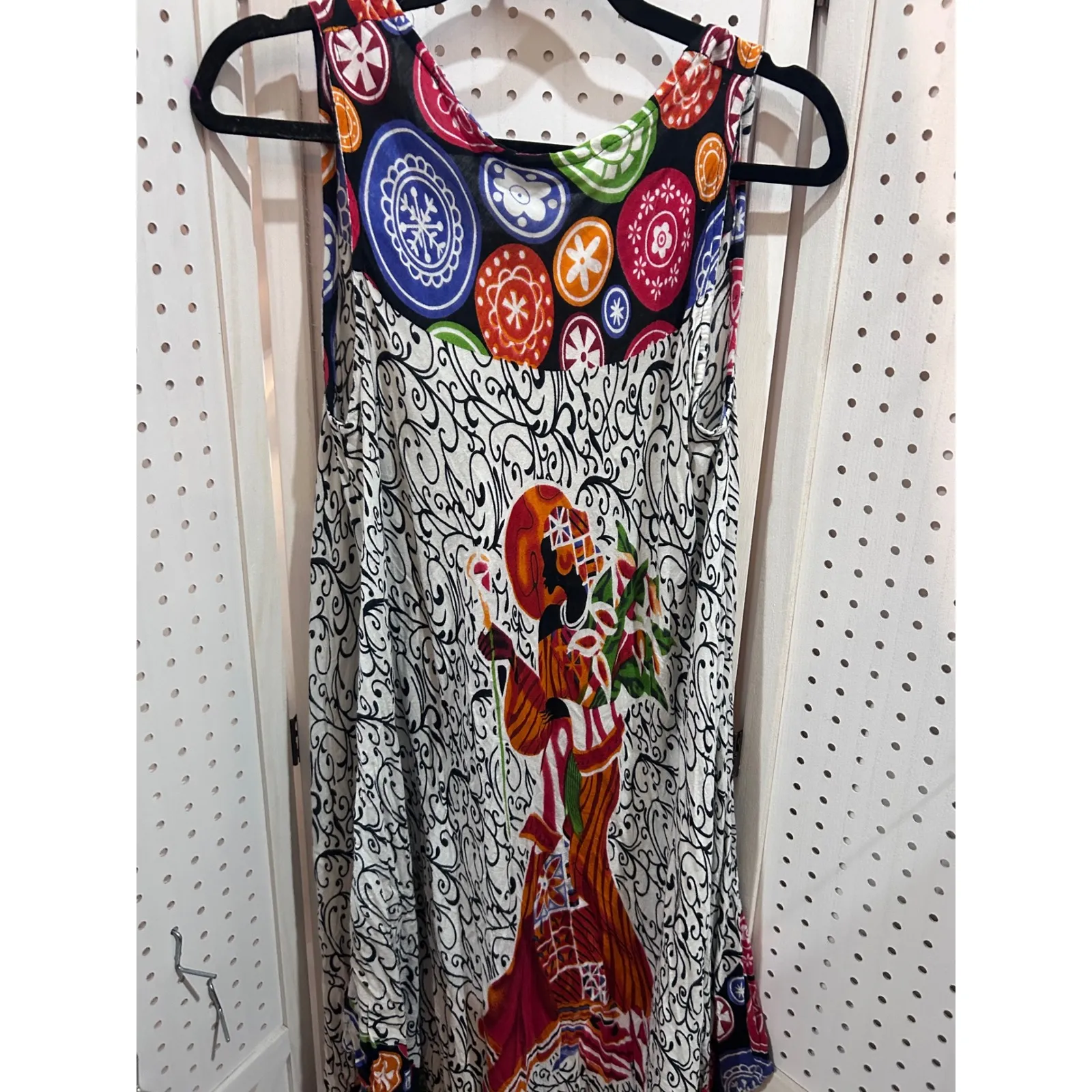 Jessica Taylor One Size Dress Women Tropical Print Sleeveless Knee Length White - Image 6