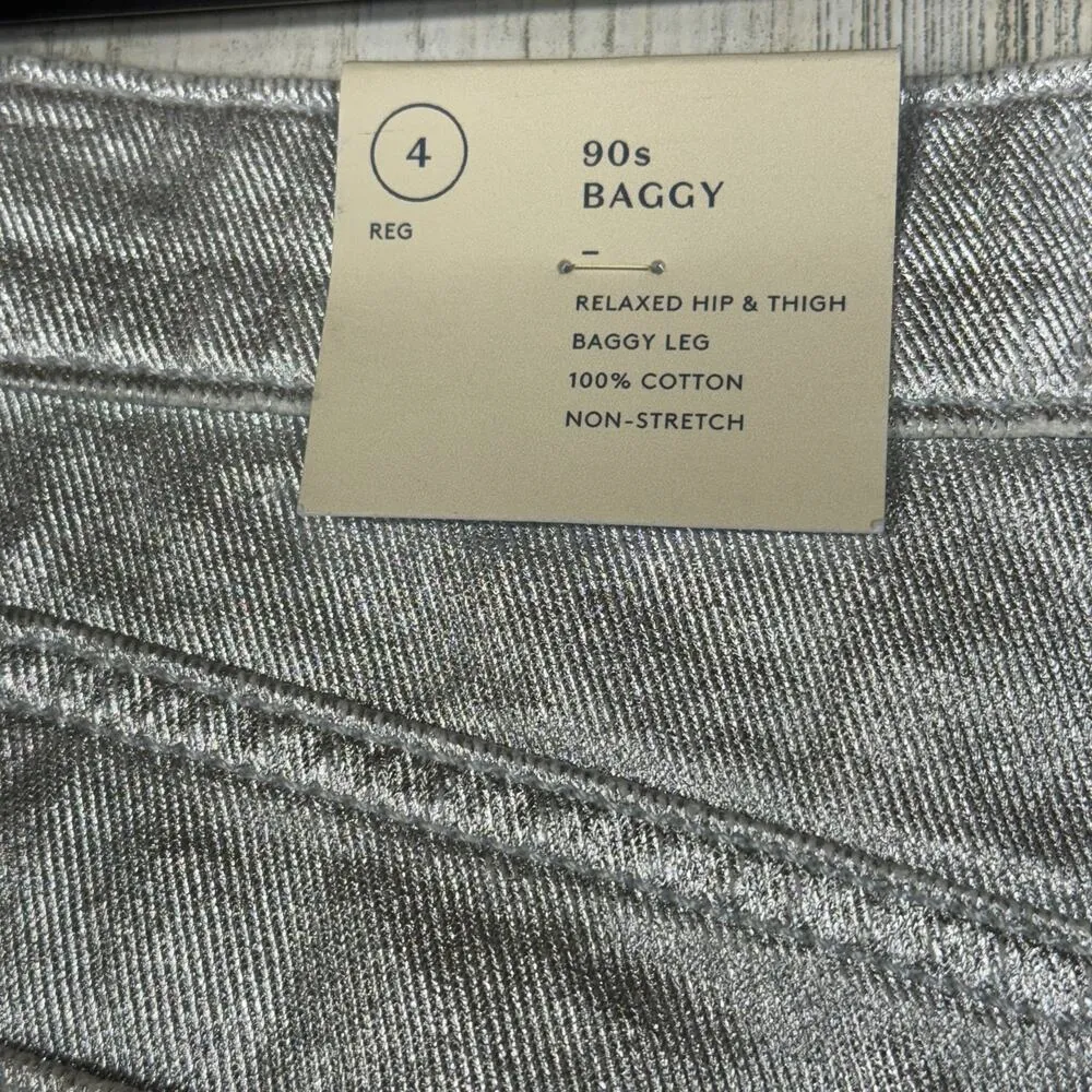 Universal Thread SZ 4R 90's Baggy Jeans Shiny Silver Hi-Rise 100% Cotton New - Image 8