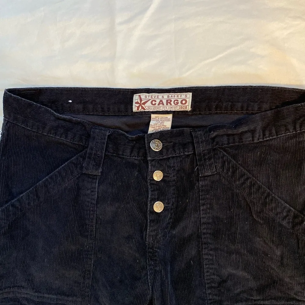 Vintage Y2K Cargo Corduroy Low Rise Black Cargo Pants 12 Skater 90s Festival - Image 4