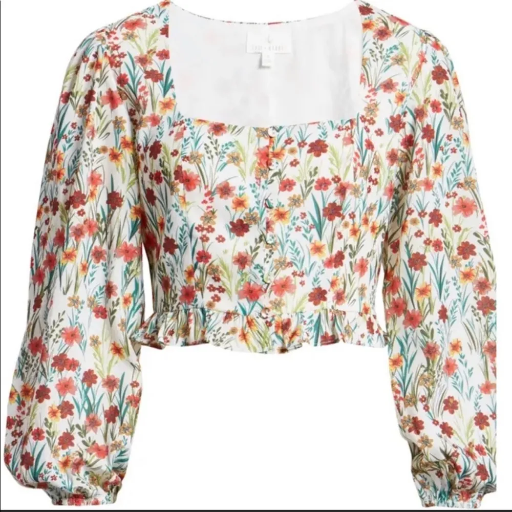Lost + Wander Renee Long Sleeve Floral Summer Spring Cropped Top Medium NWT - Image 5