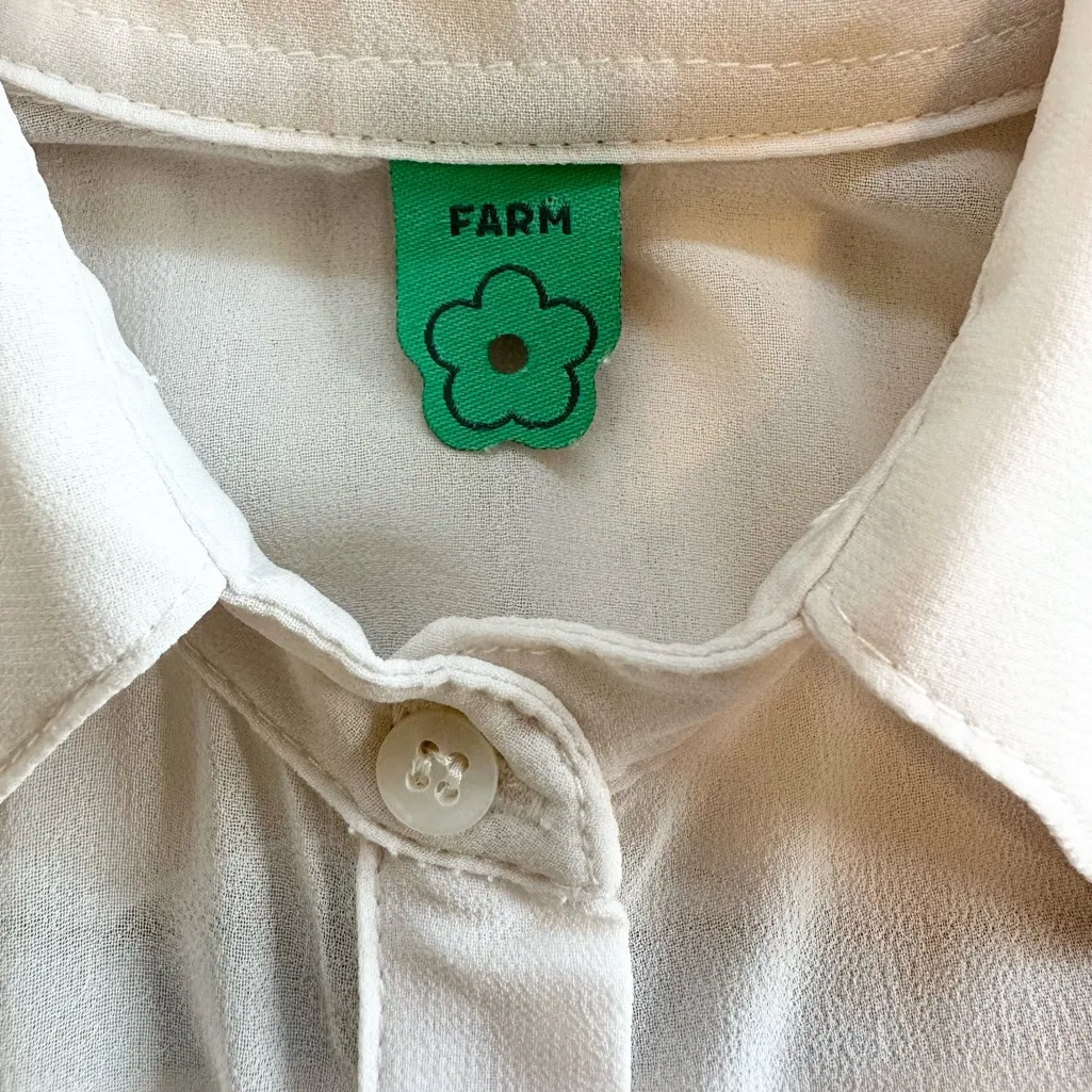 FARM Rio Sheer Cream Button Down Blouse - Image 6