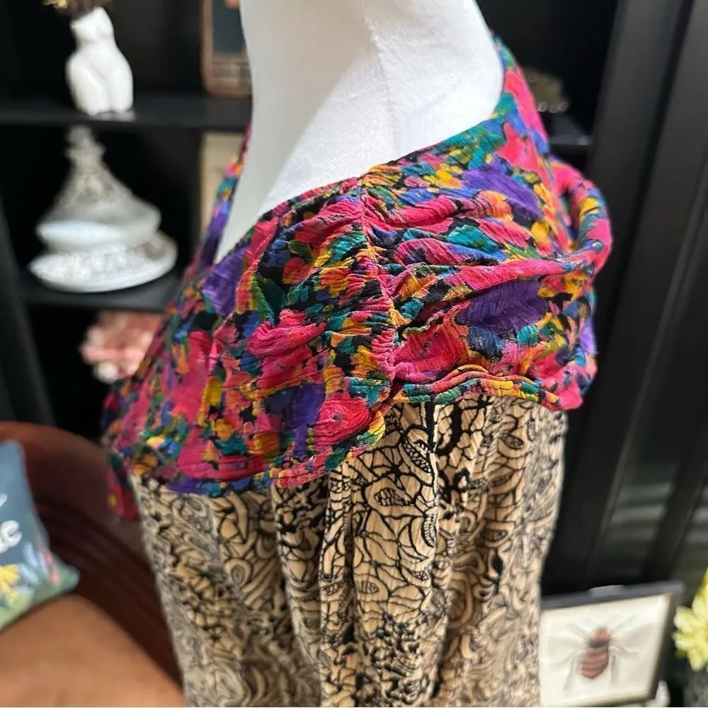 Vintage Carole Little Colorful Blouse Size 6P Black - Image 8