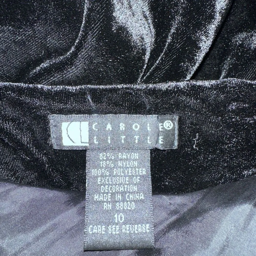 Vintage Carole Little Y2K black Velvet Beaded sequin maxi Skirt size 10 - Image 3