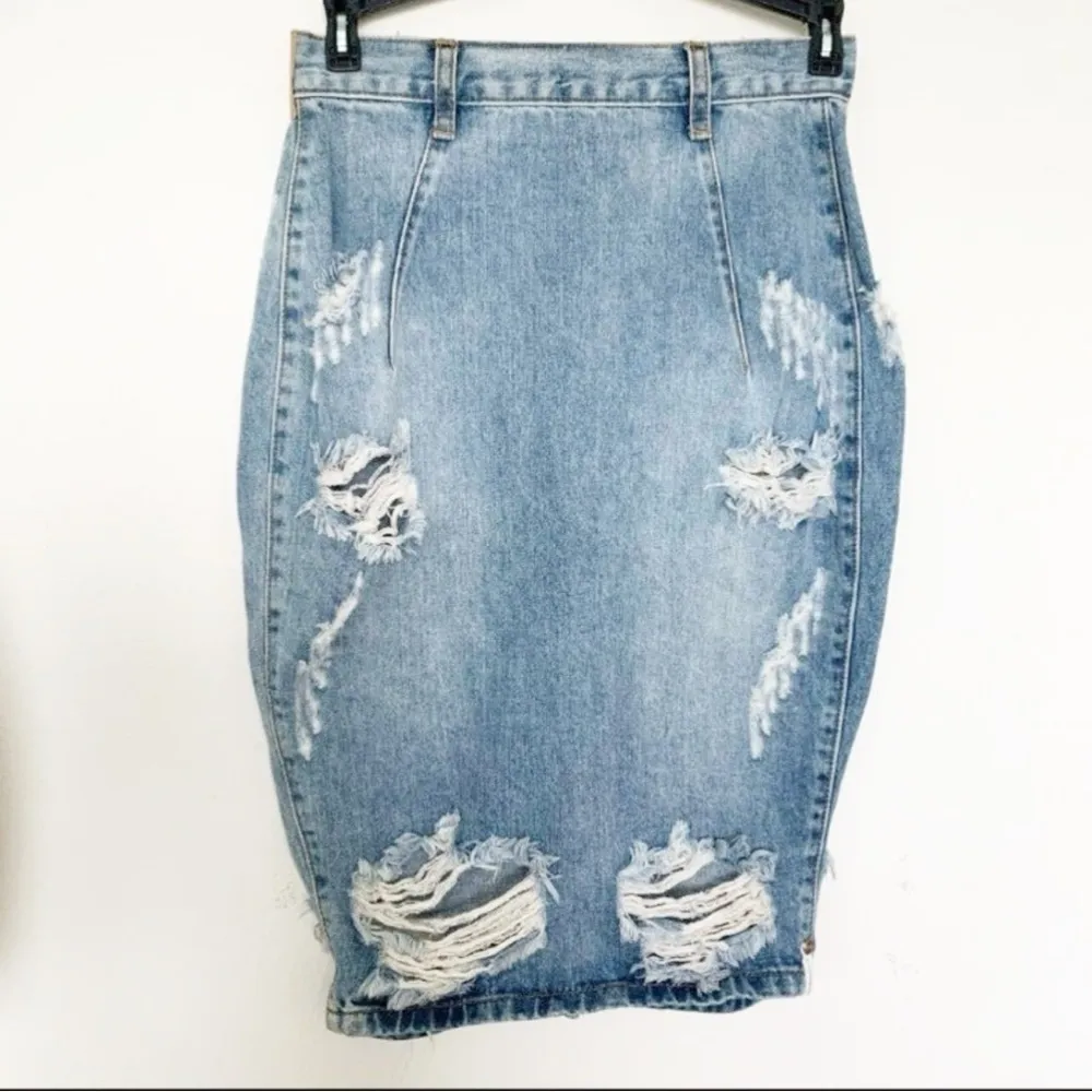 One Teaspoon Free denim Love Jean Skirt Distressed NEW - Image 7