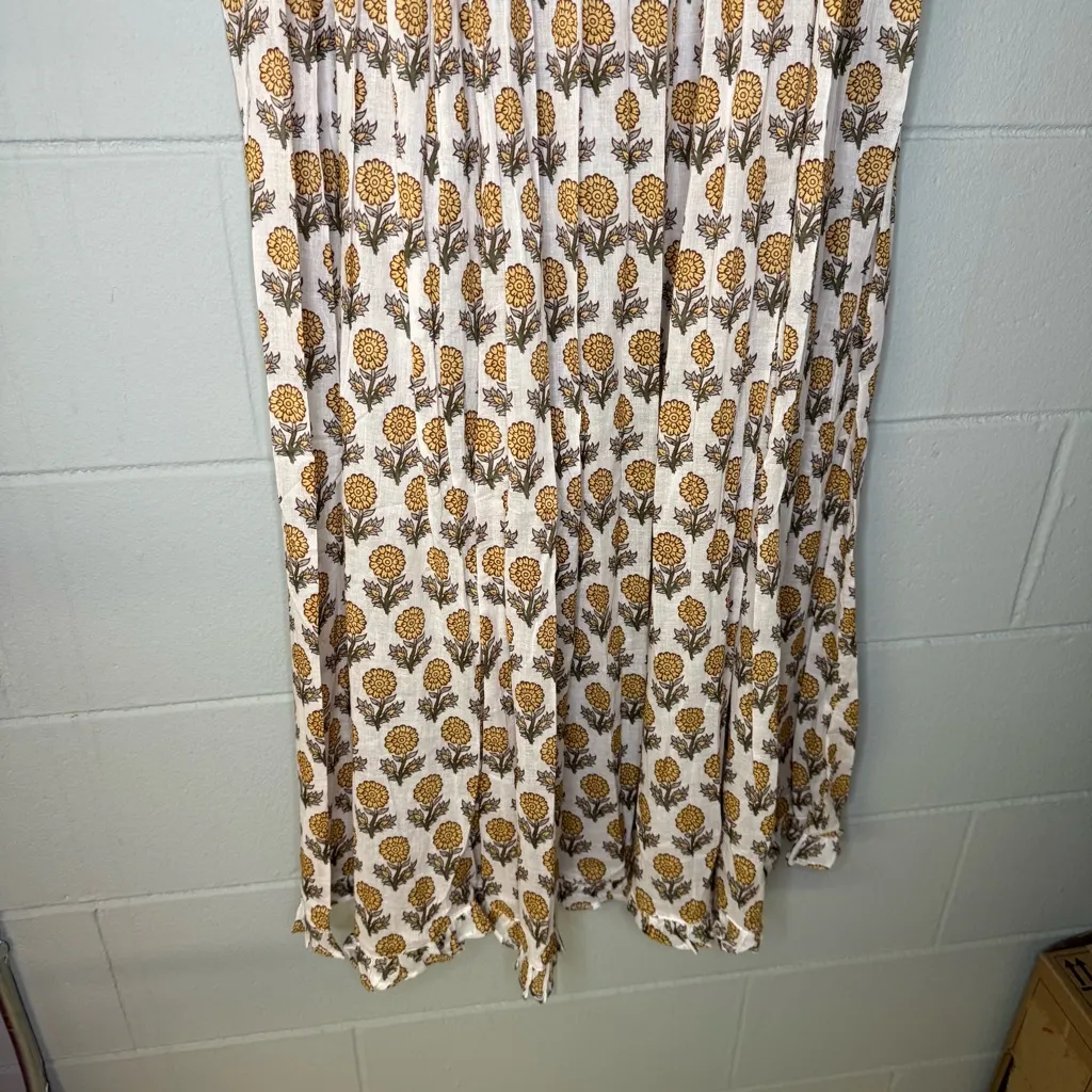 NWT Eddy Gwen Ruffled Midi Nightgown in Ochre/Dahlia Floral Women’s Size Small Brown - Image 6