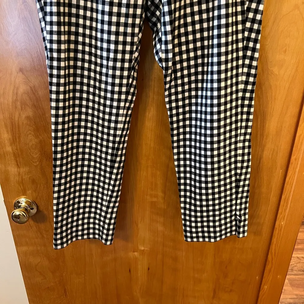 J. Jill Pants Black Gingham Plaid Checks Essential Cotton Stretch Pants Size 14 - Image 6