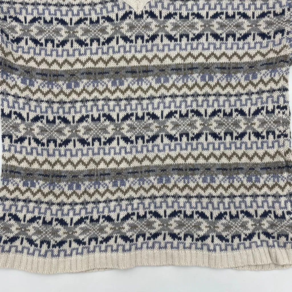 Vintage 90s Sweater Striped‎ Ramie Cotton Women Sz Medium Blue White Cozy V - Image 9