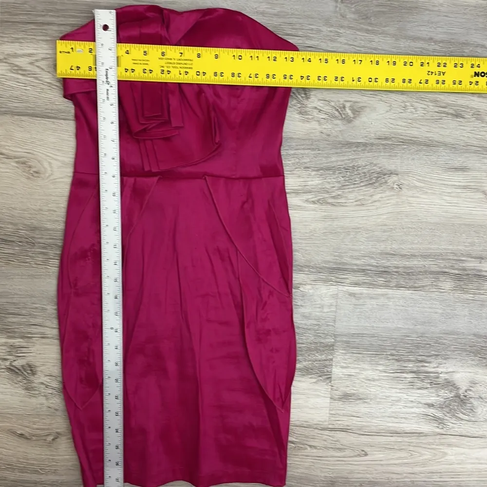 Hot Pink Sleeveless Strapless Mini Dress with Bow Front Size S - Image 5