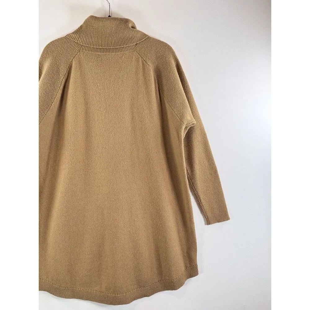 Woolrich Sweater Brown Tunic Waffle Knit Ribbed Wool Turtle Neck Pullover XL - Image 10