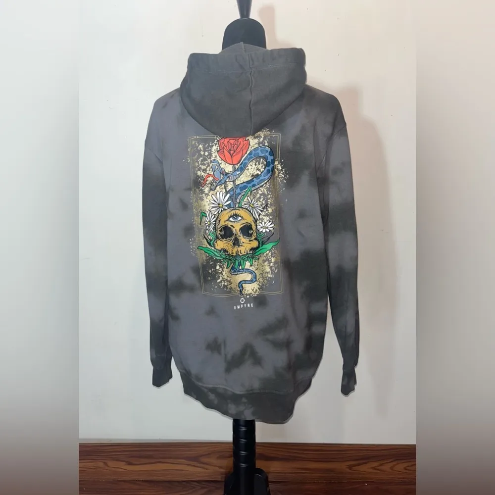 Empyre Jasmine Rose Skull Black Tie Dye Hoodie XS - Image 2