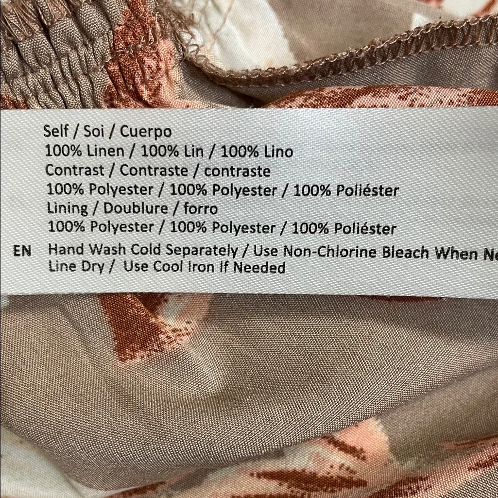 Band of the Free Women’s Linen Blend Bustier Floral Print Wide Leg Jumpsuit Tan Size XS - Image 12