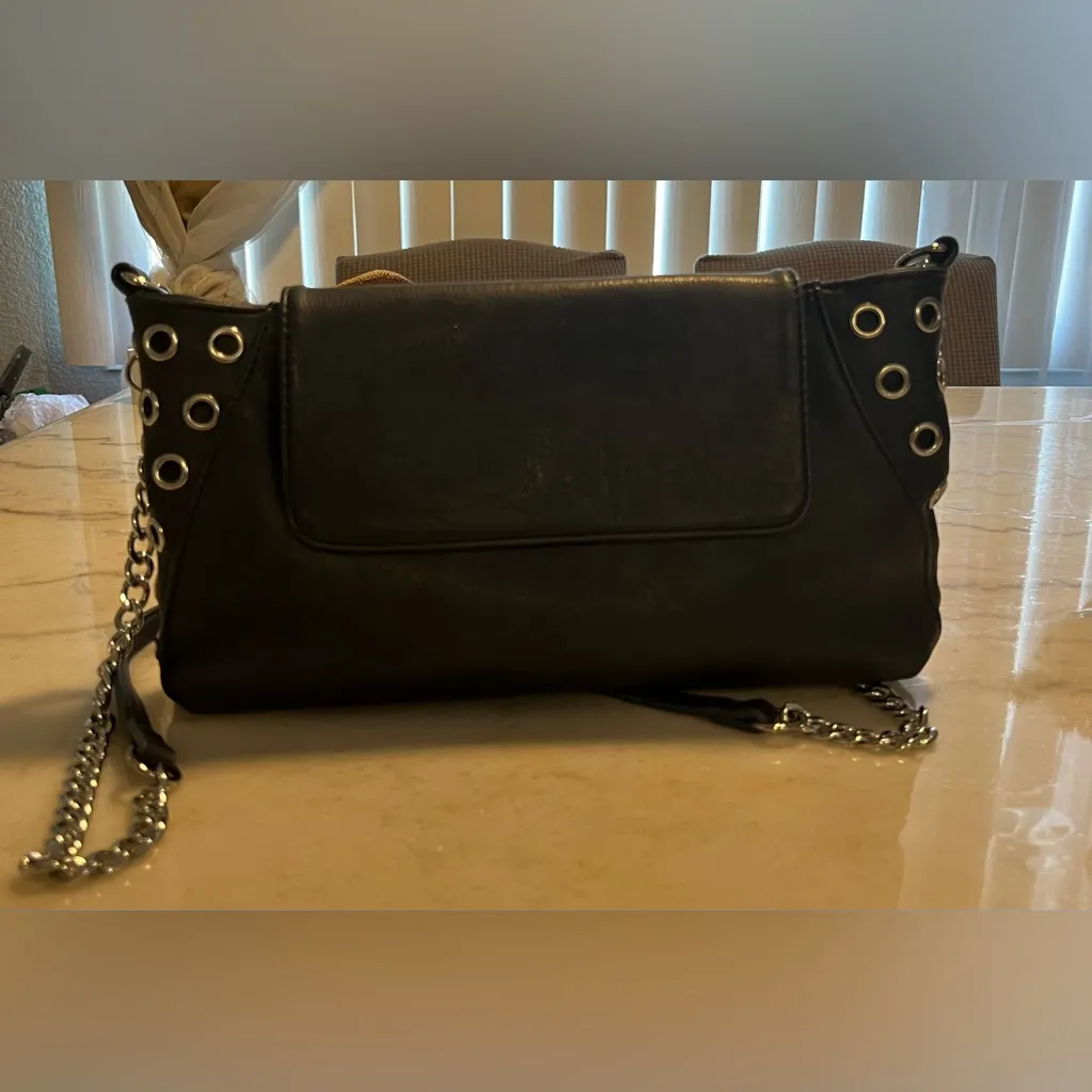NWOT Charming Charlie Black Shoulder Bag with Silver Chain - Image 2