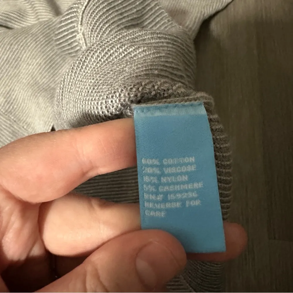 J. McLaughlin Cotton Cashmere Blend Gray Ribbed 3/4 Sleeve Pullover Sweater Sz S - Image 6