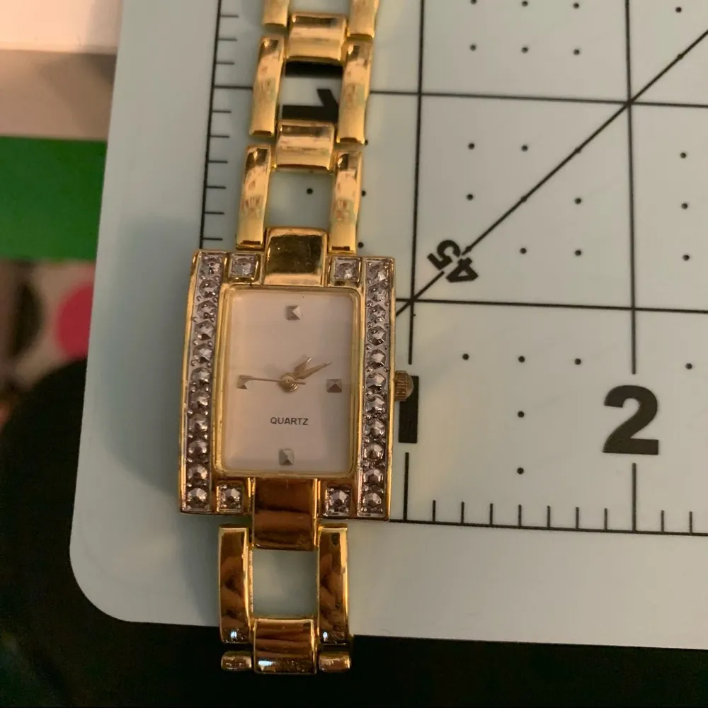 Haband Gold Color Quartz Watch Rectangle Face w/ Chain Link Band // - Image 7