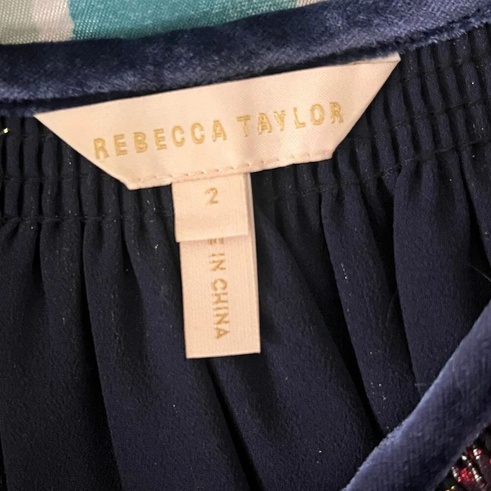 Rebecca Taylor Women's Sleeveless Floral Rose Clip Sleeveless Keyhole Top Size 2 - Image 4