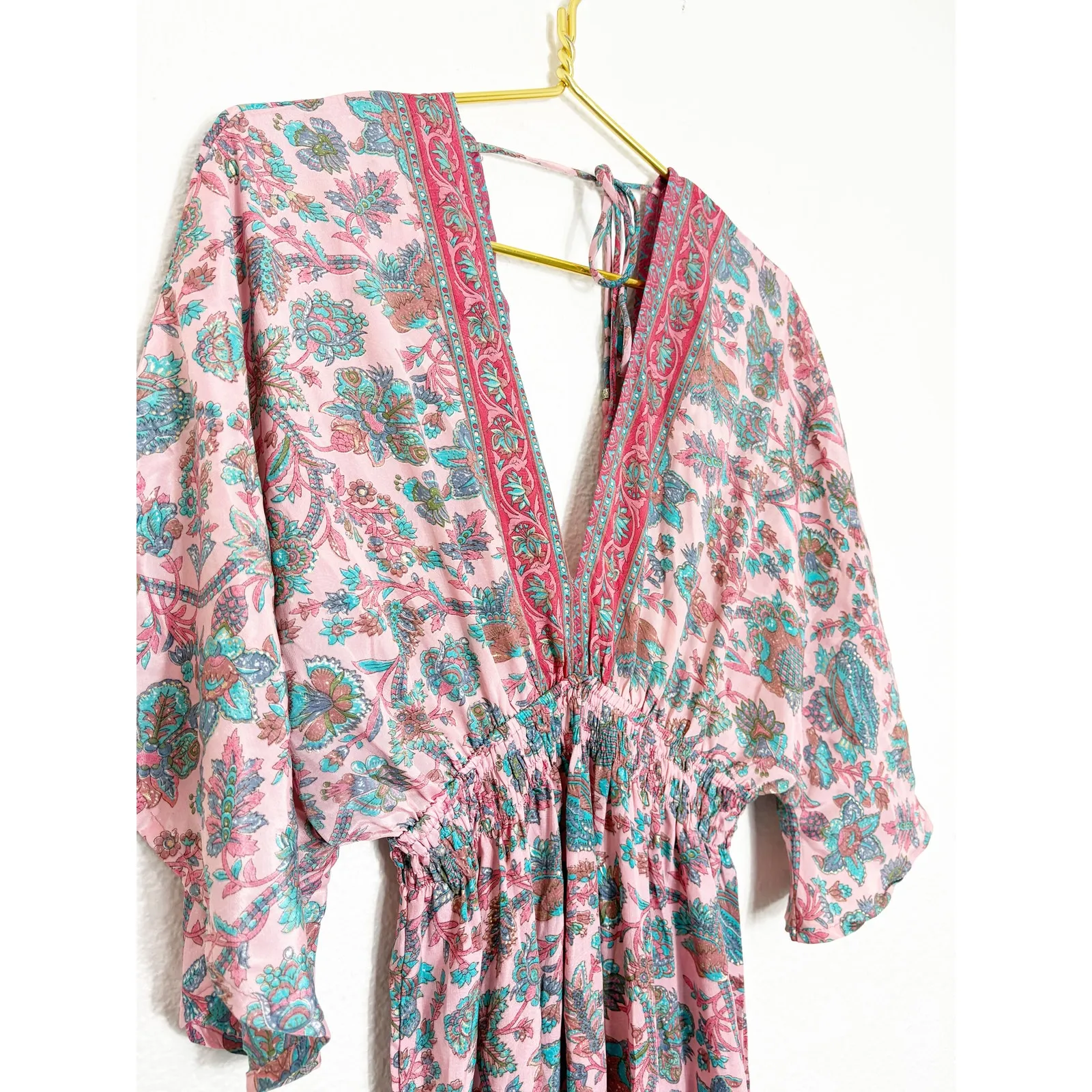 Karma Highway Easy Travel Maxi Dress One Size Kimono Satin Bohemian Hippie Pink - Image 8