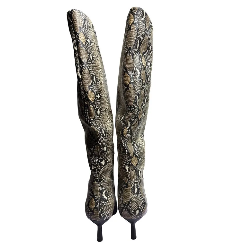 Madden Girl Snake Print Dicee Kitten Heel Knee High Boots Size 6.5 Wide Calf New - Image 7