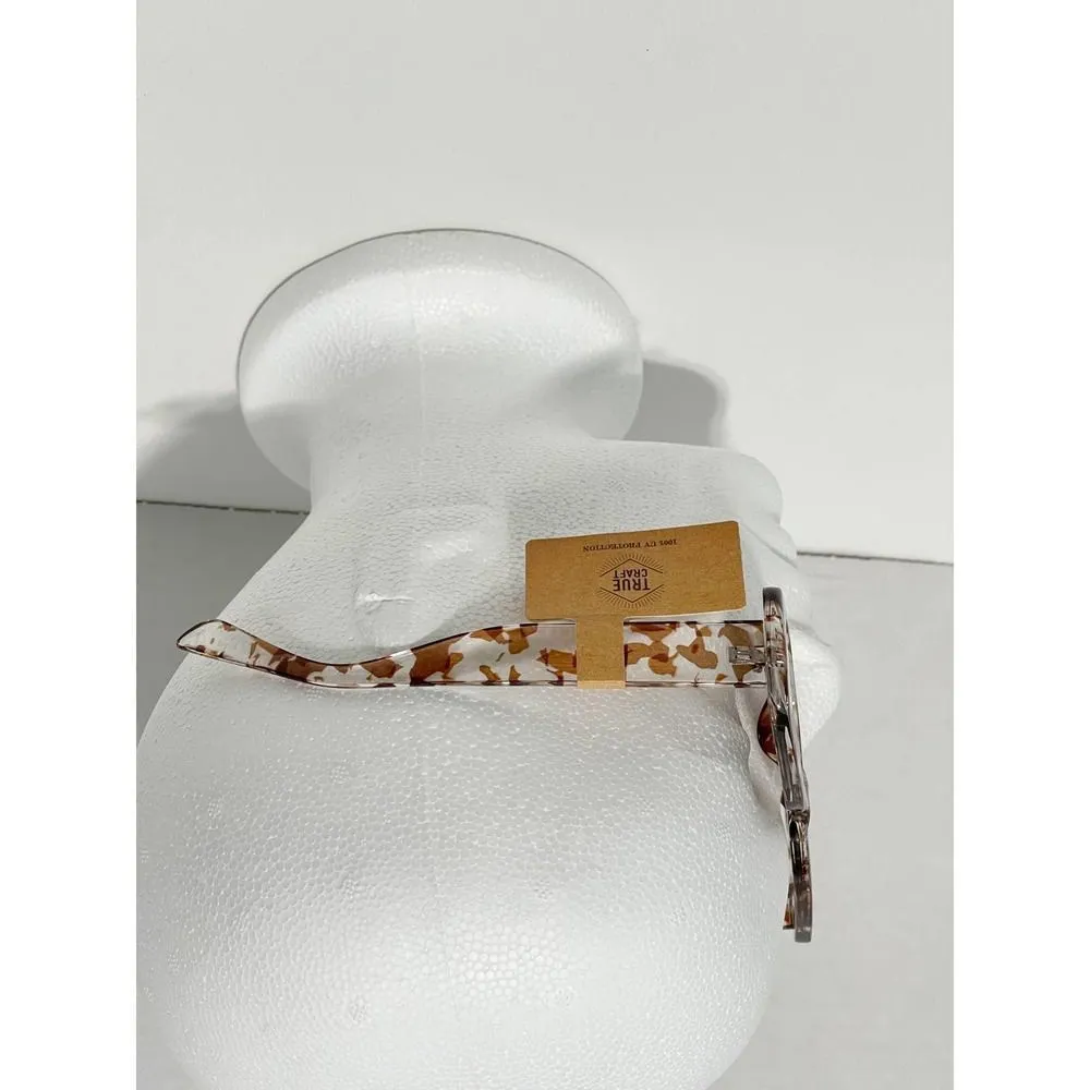 True Craft Small Rectangle Marble Tortoise Shell Printed‎ Sunglasses Clear Brown - Image 6