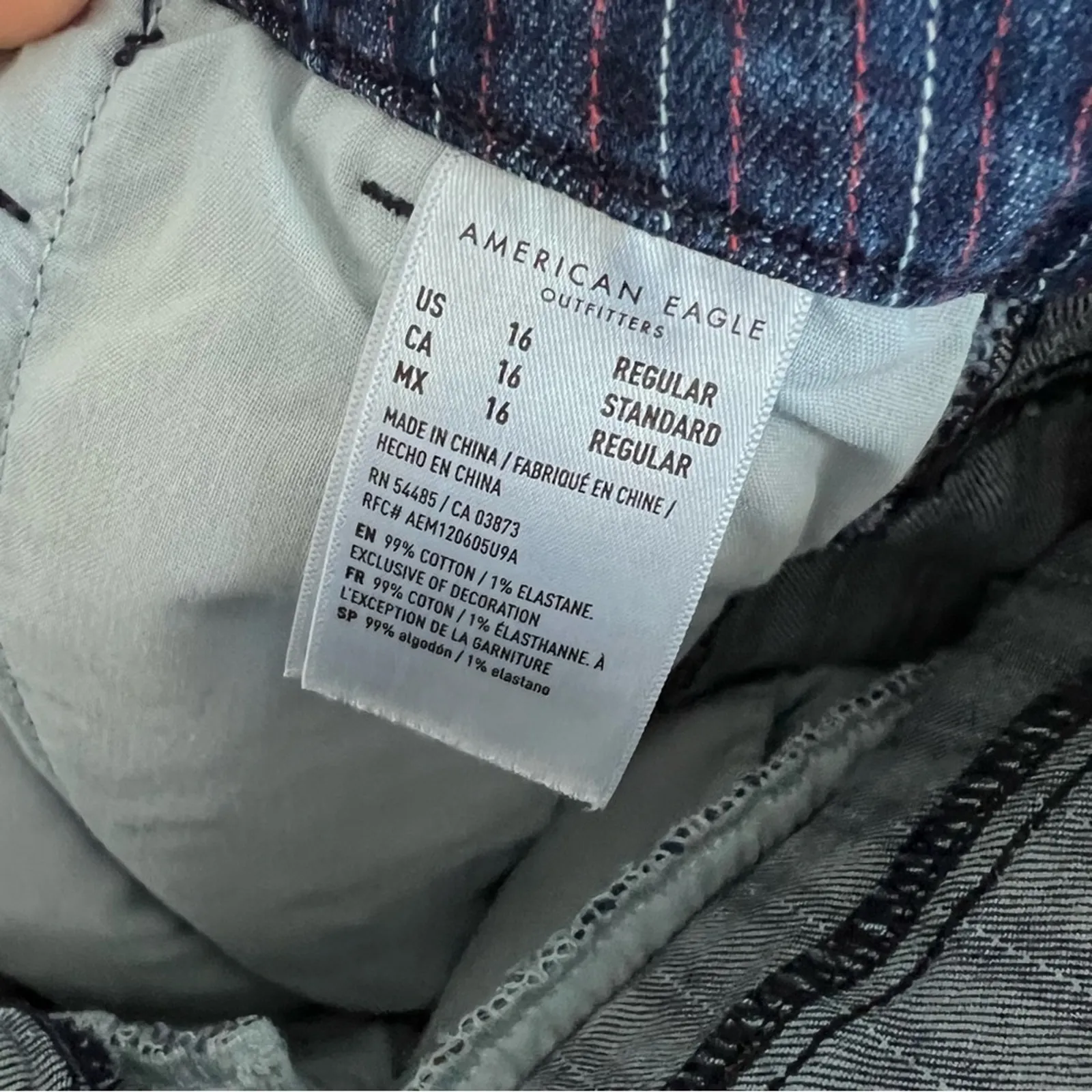 American Eagle Mom Jeans Button Ankle Stripe Denim 16 - Image 5