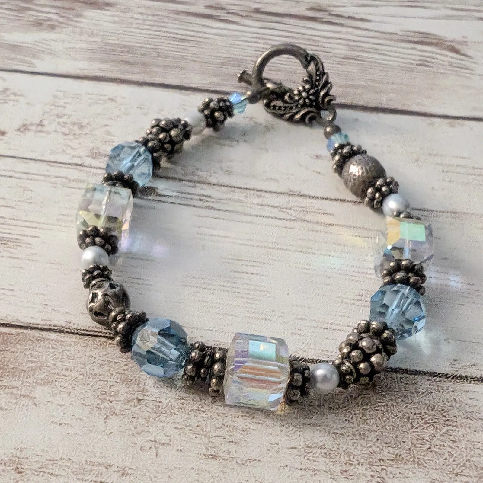 Blue & Dark Metal Bracelet - Image 2