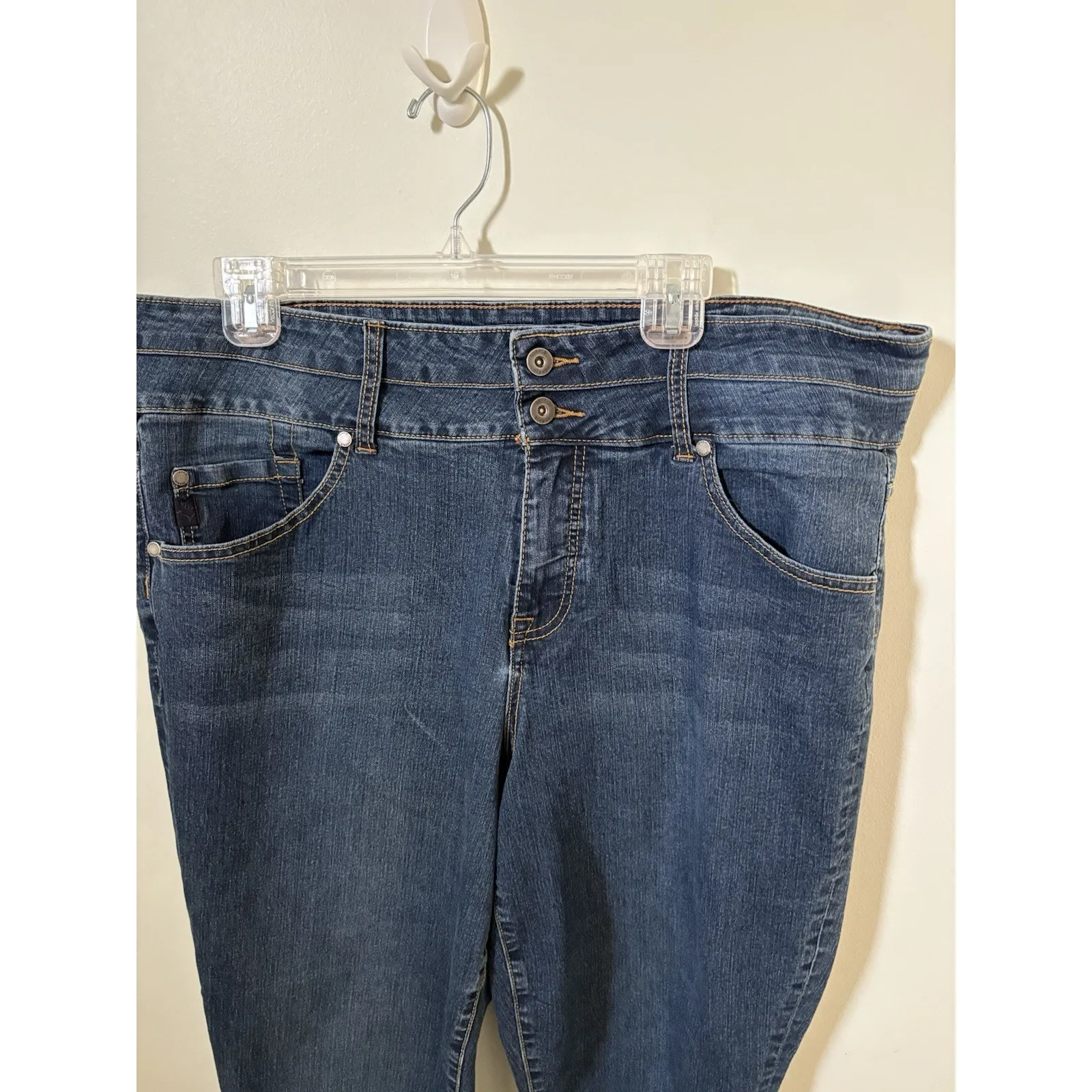Torrid Denim Womens Plus 22R Jeans Straight Leg Tapered Stretch Blue High Rise - Image 2