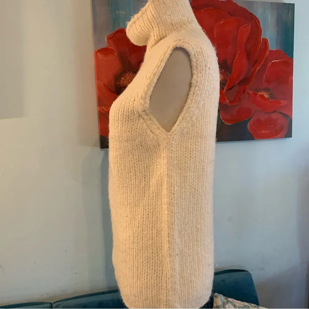 Theory Alpaca Wool Blend Vandrona Puno Turtleneck Knit Sweater Vest Cream P/TP - Image 3