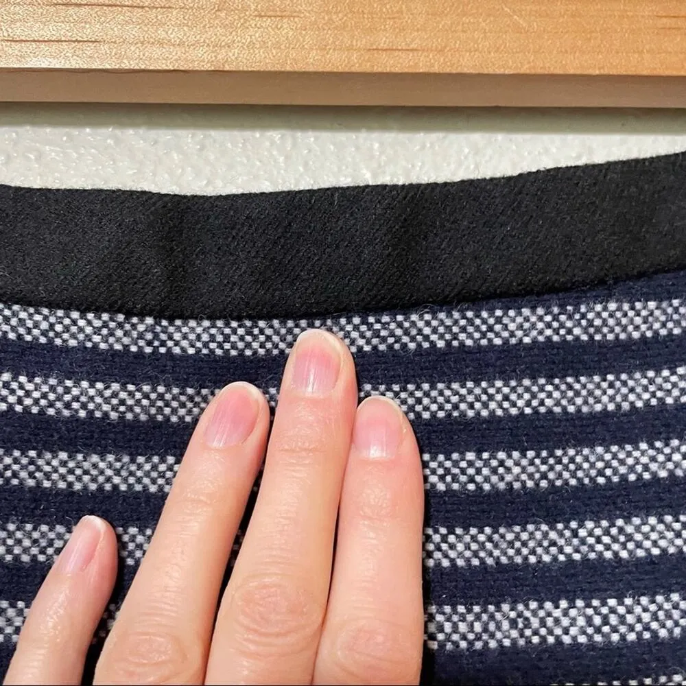 J Crew Blue & Grey Striped Wool A Line Skirt Dark Academia Womens 6 Mini Career - Image 3