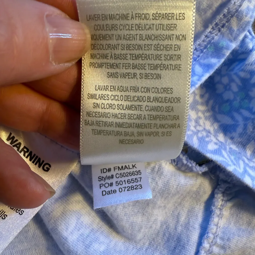 Eileen West Cap Sleeve S Small Blue Floral Nightgown Pajamas Lace - Image 10