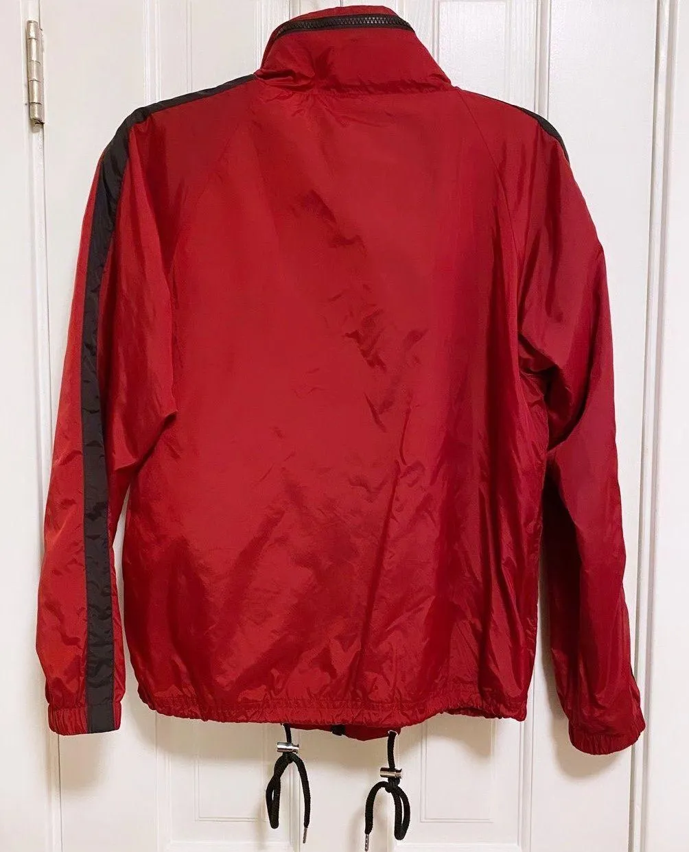 | Red and Black Windbreaker with  Attached Stow Away Hood Small - Image 5