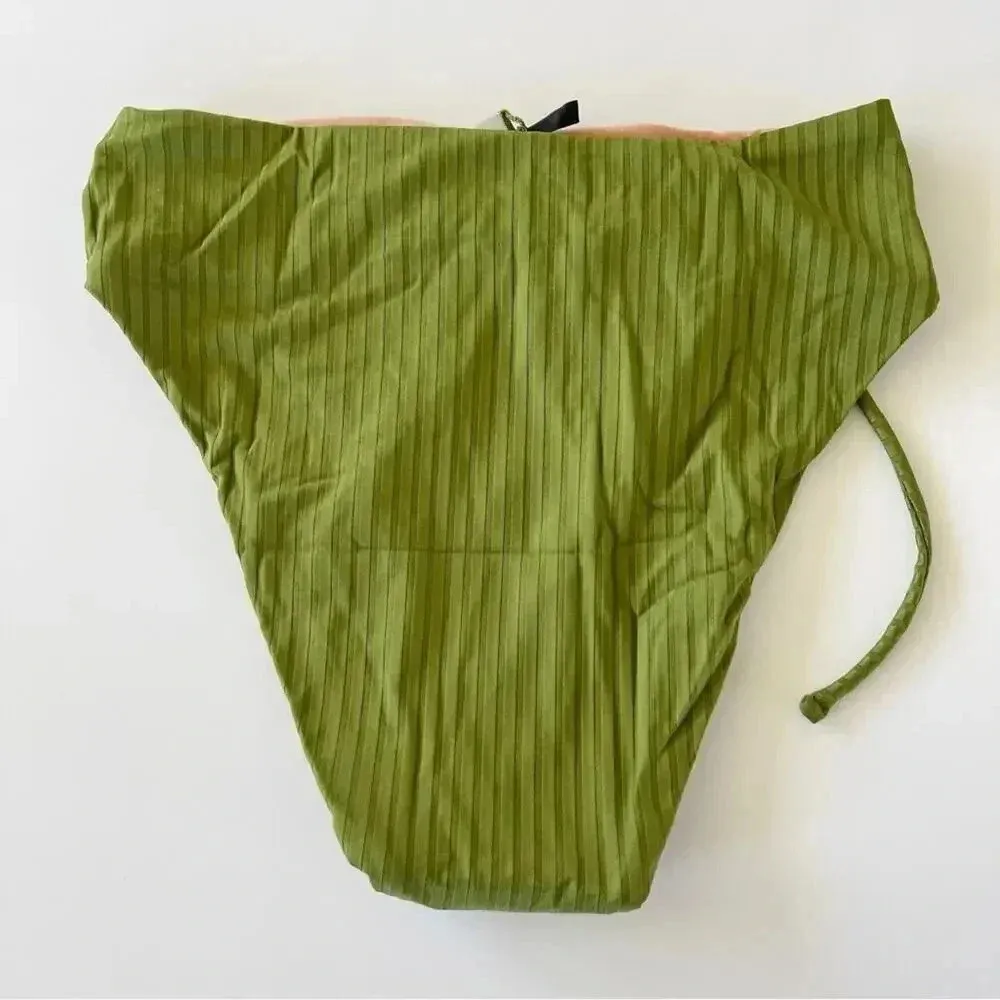 J Crew Wide rib high rise bikini bottom in Canteen Green & Tortoise Small NWT - Image 7