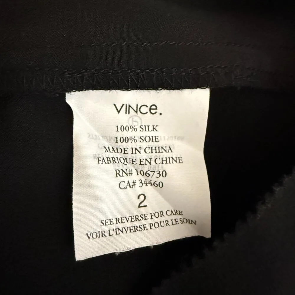 Vince Sleeveless 100% Silk Tiered Sheath Mini Dress Women's 2 Black LBD Cocktail - Image 11