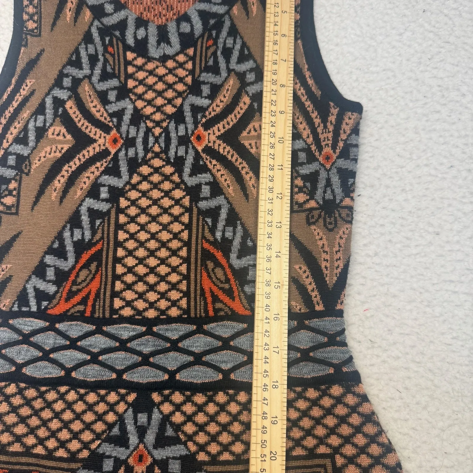 Kerisma Sweater Dress Womens Small Brown Tribal Geometric Bodycon Sleeveless - Image 6