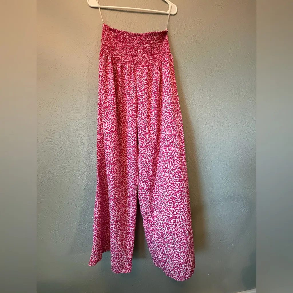 Floral Pink Wide-Leg Women's Pants - Image 4