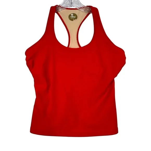 Ativa‎ Red Racerback Tankini Two Piece Swimsuit Top sz 8 Bottom Sz 6 Sporty - Image 4