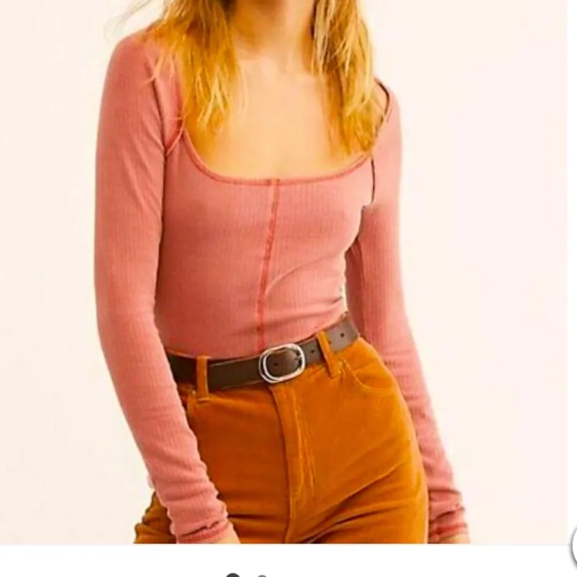 Intimately free people The Angie top ribbed long sleeve pink red - Image 2