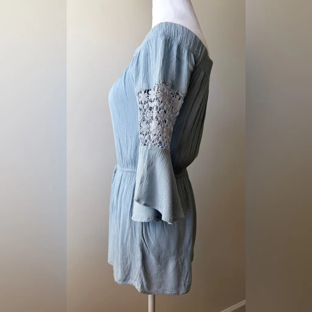 Used Blush Light Blue Textured Jumpsuit Dress - Image 7