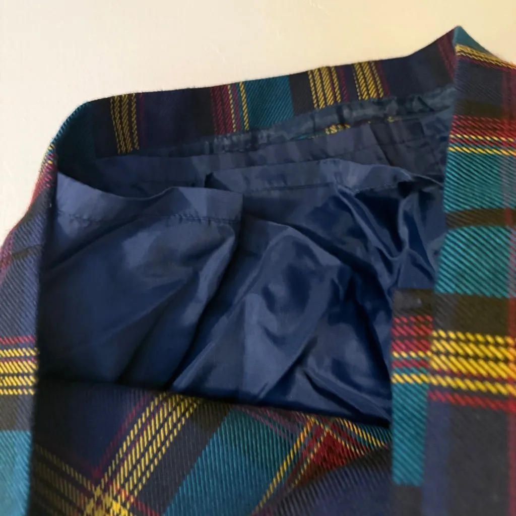 Casual Corner VTG Plaid Women's Wrap Skirt in Blue and Yellow Size 10 Preppy - Image 4