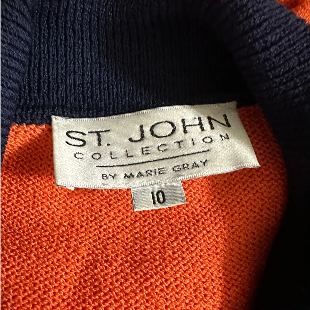 St. John Vintage Cardigan Orange Santana Button Front Collar Neckline - Image 2