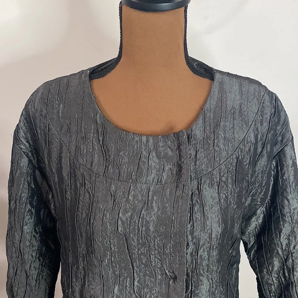 Apostrophe crinkle textured collarless longline overcoat size S - Image 5