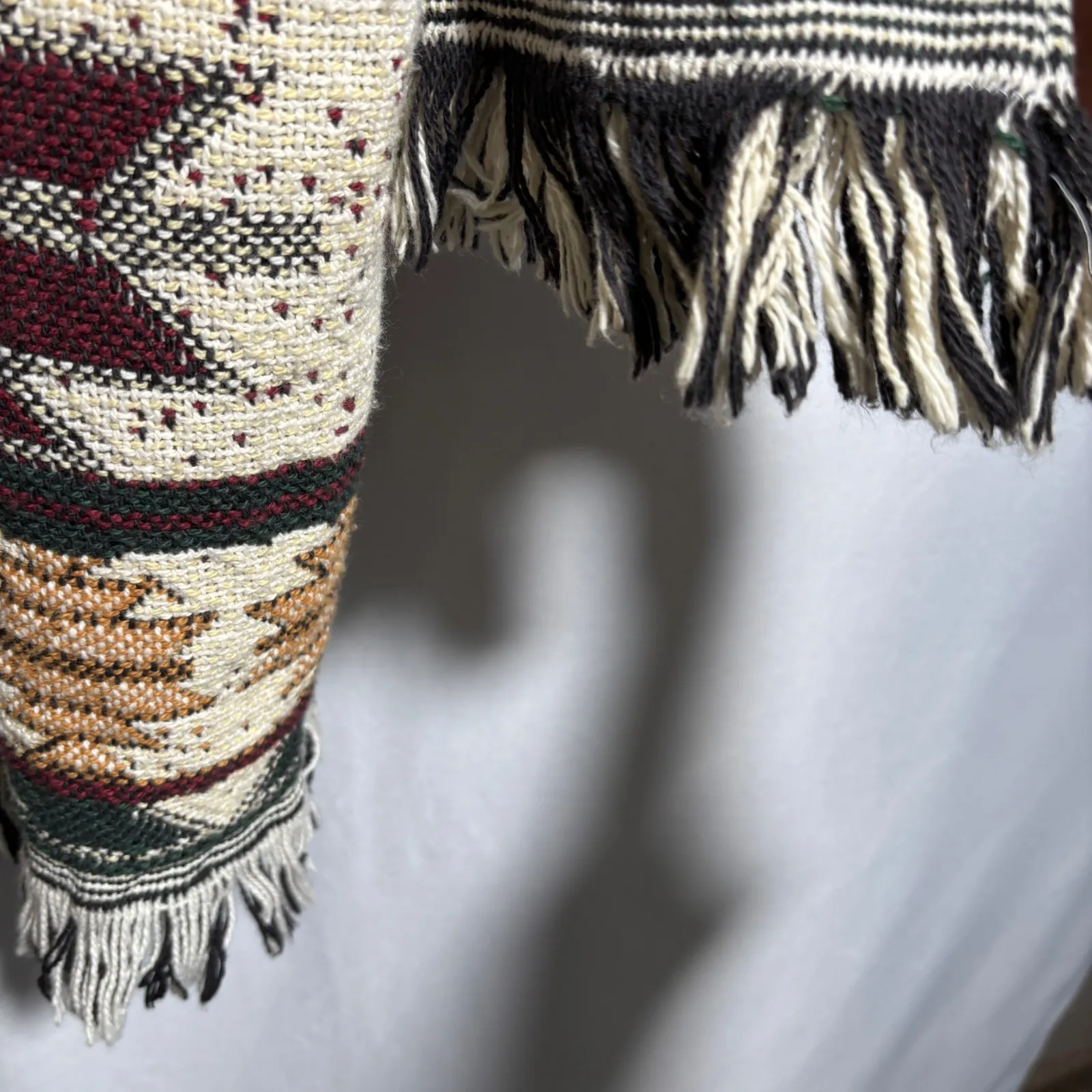 Southwest Fringe Tapestry Blanket‎ Coat Cardigan Boho Open Sweater Aztec Print L Brown Size L - Image 7