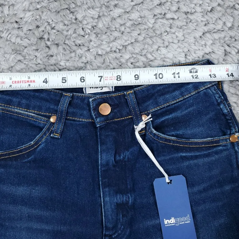 Wrangler Wild West 603 High Rise Straight Jeans Stretch Blue Size 26x28 Cropped - Image 7