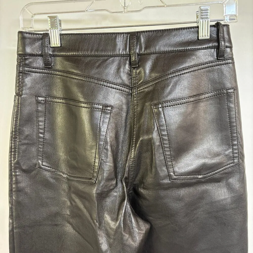 Wilfred Aritzia Melina Faux Leather Black Pants Straight Leg Sexy Biker Small - Image 6
