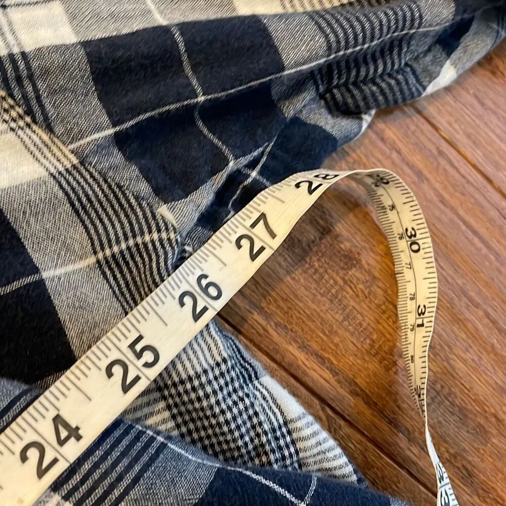 Anthropologie pilcro the letterpress blue plaid boyfriend collared flannel m/l - Image 12