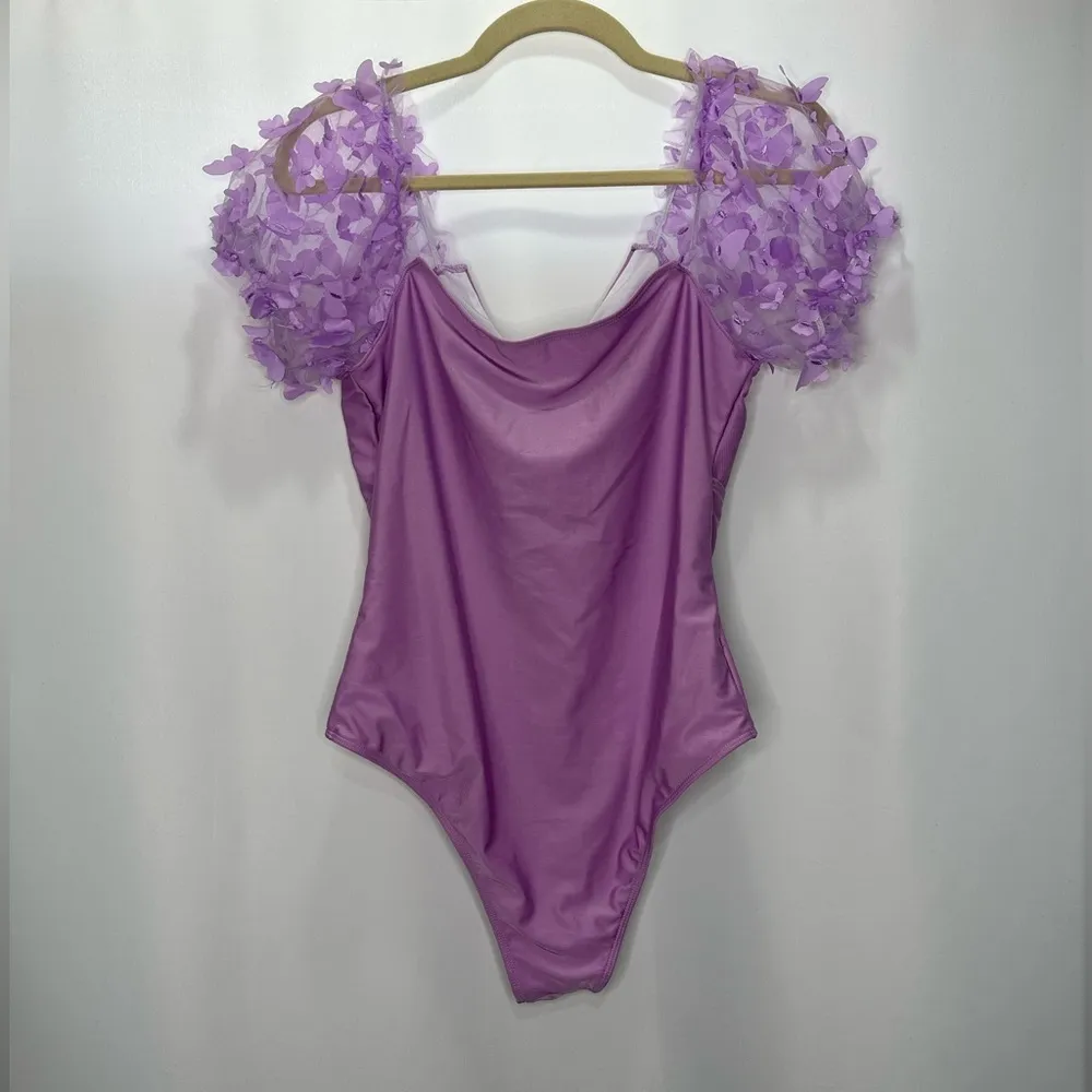 NWOT SHEIN Plus Butterfly Appliques Ruched One Piece Swimsuit - Image 6