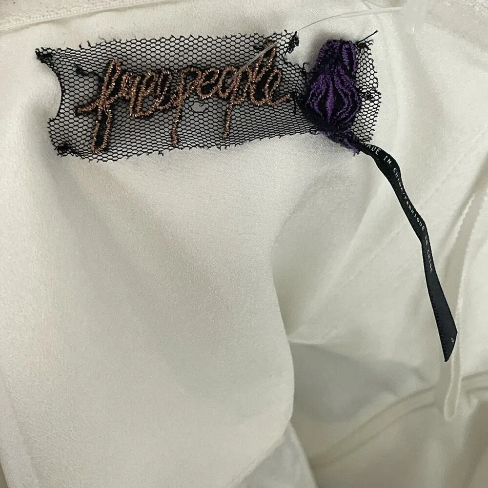 Free People Radiating Angels White Flowy Embroidered Strapless Mini Dress Sz S - Image 11