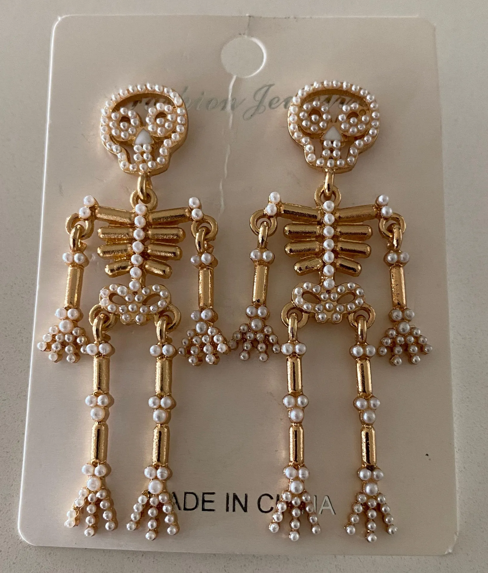 New Halloween Skeleton Fashion Earrings Gold - Image 2